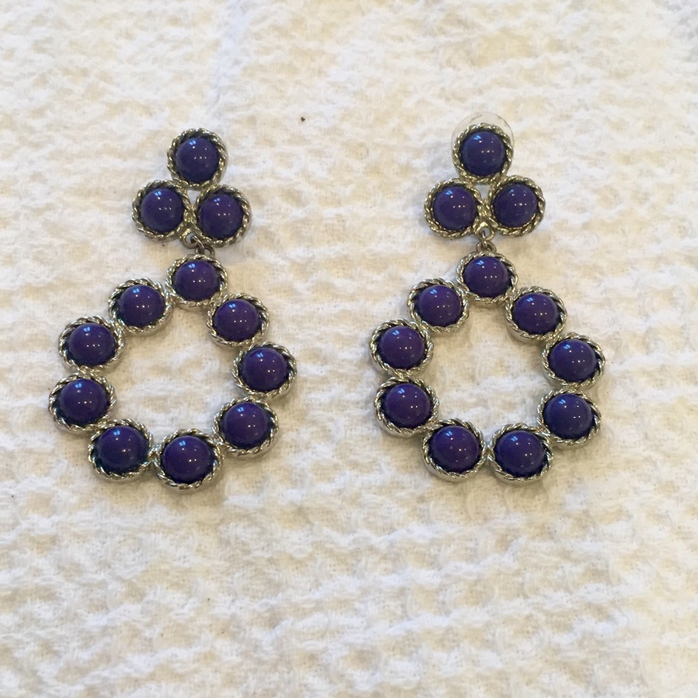 Banana Republic Blue Stone Hoop Drop Earrings
